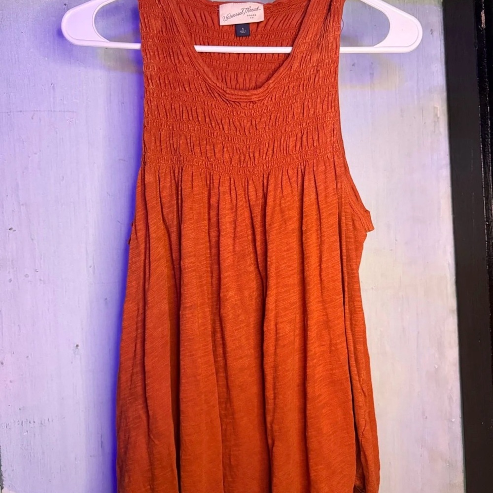 Universal Thread Smocked Sleeveless Tank Top in Rust